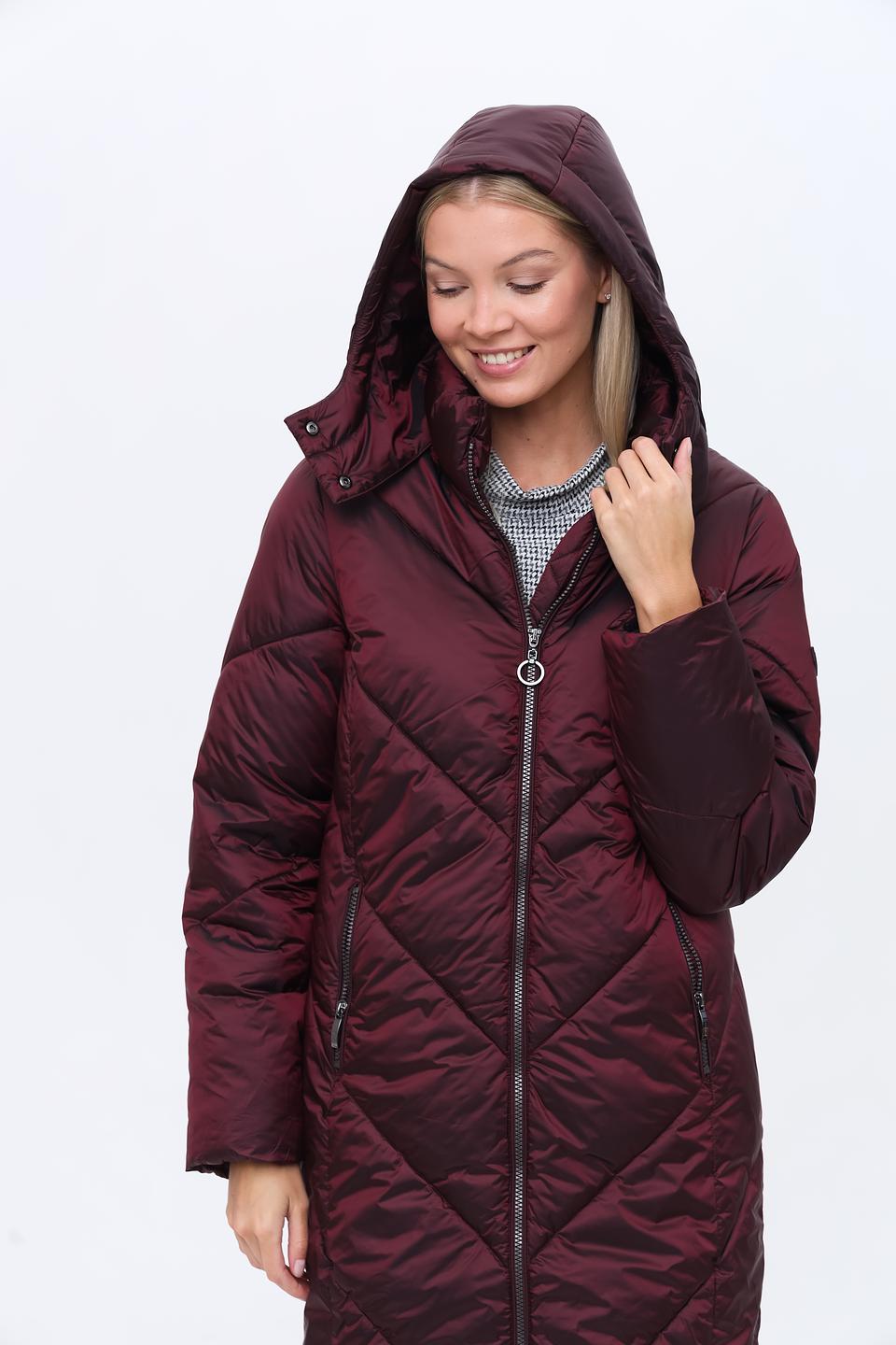 Пальто Olsen стеганое бордовое