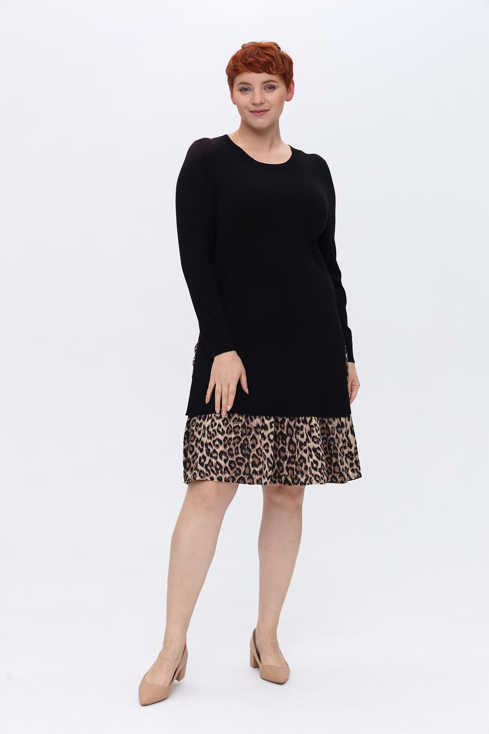Платье Samoon чёрное с юбкой-леопард
