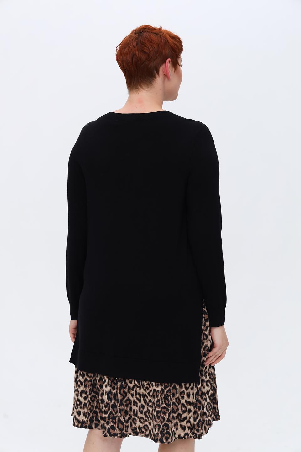 Платье Samoon чёрное с юбкой-леопард