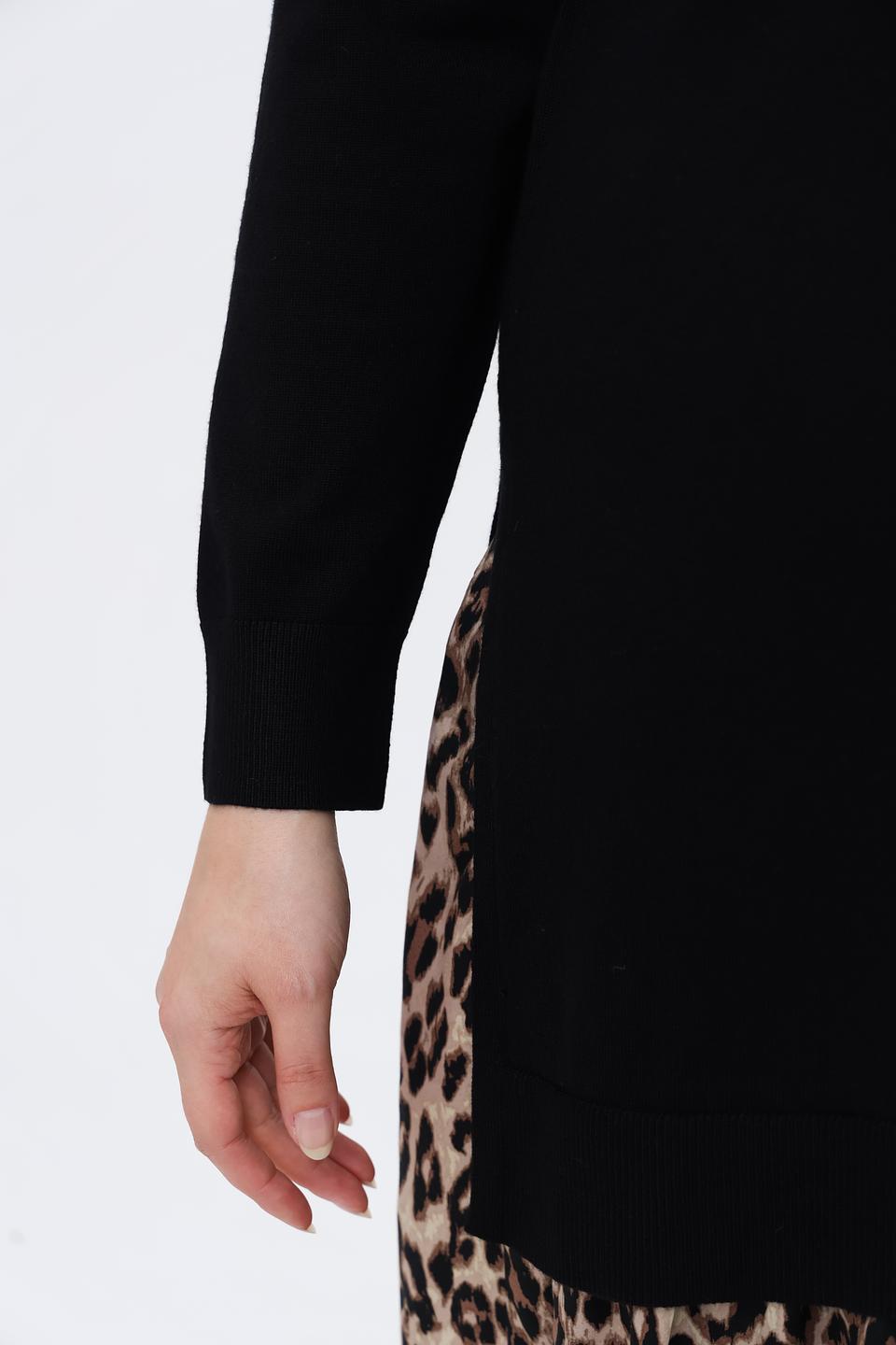 Платье Samoon чёрное с юбкой-леопард