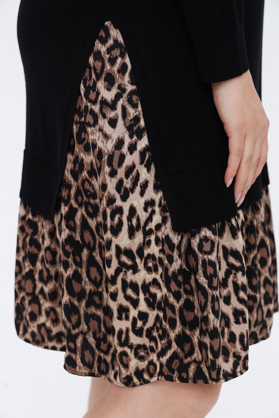 Платье Samoon чёрное с юбкой-леопард
