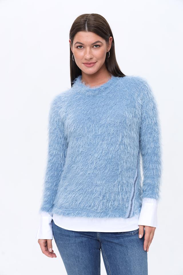 Пуловер SE Stenau голубой пушистый