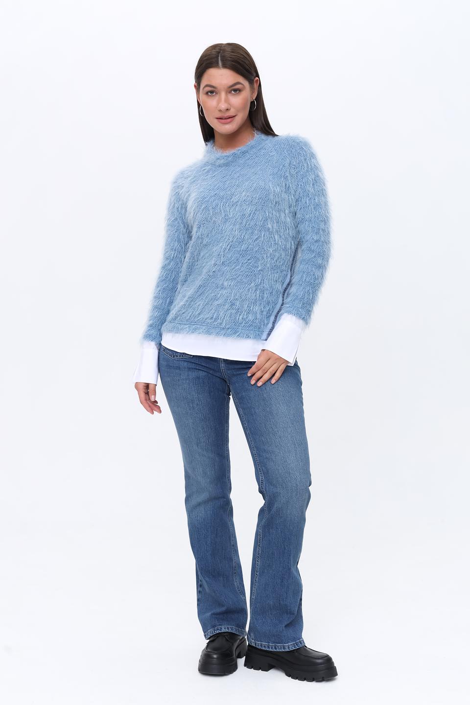 Пуловер SE Stenau голубой пушистый