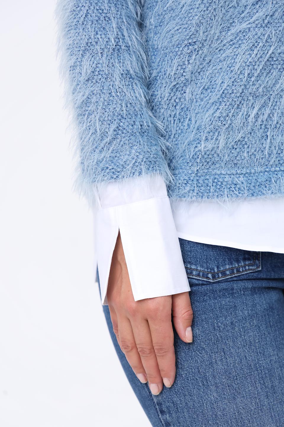 Пуловер SE Stenau голубой пушистый