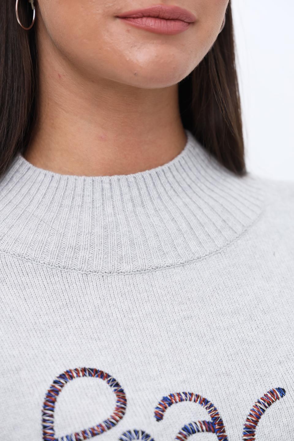 Пуловер Taifun с надписью серый