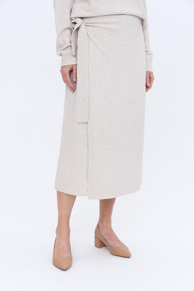 Юбка Oui вязаная с запахом бежевая