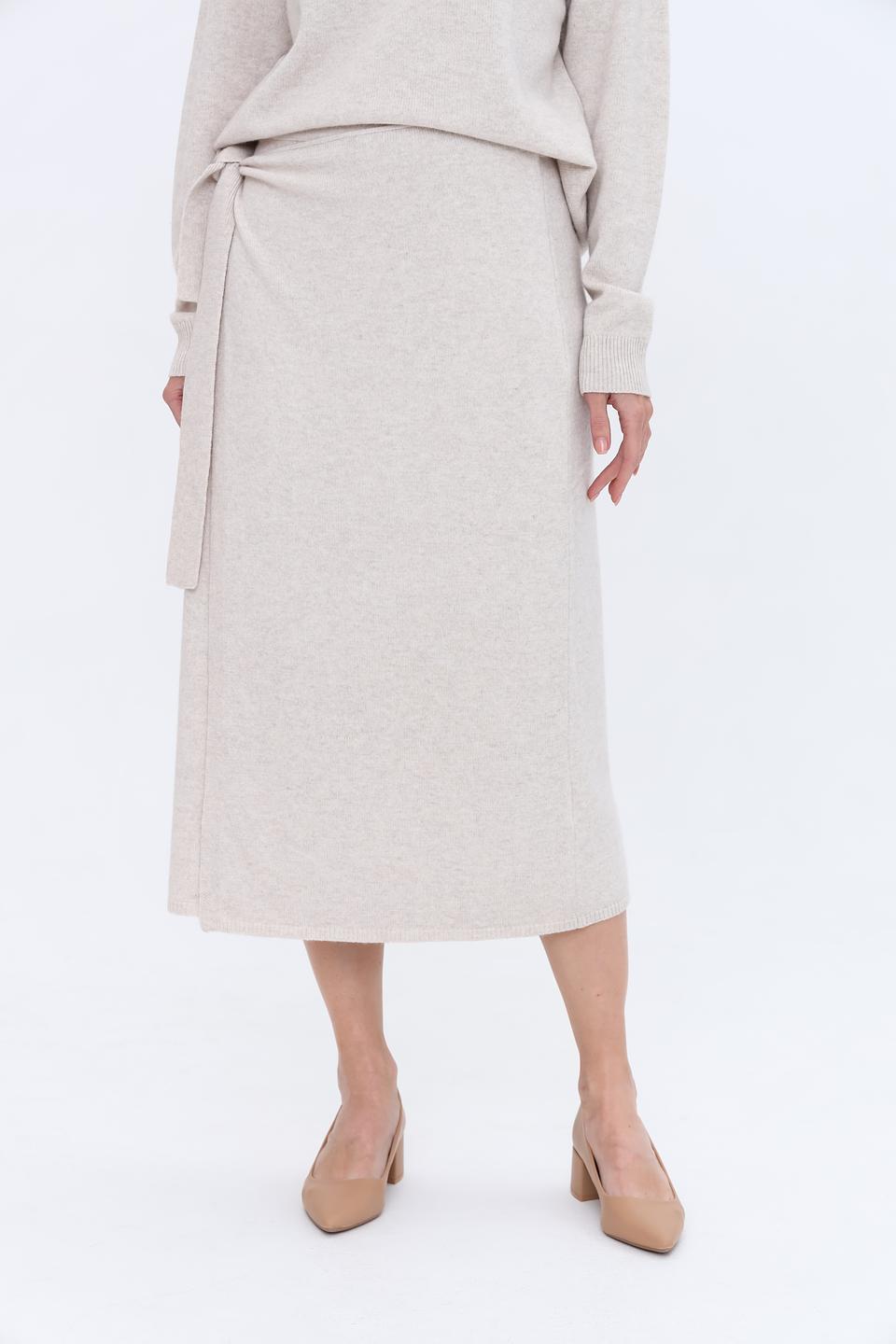 Юбка Oui вязаная с запахом бежевая