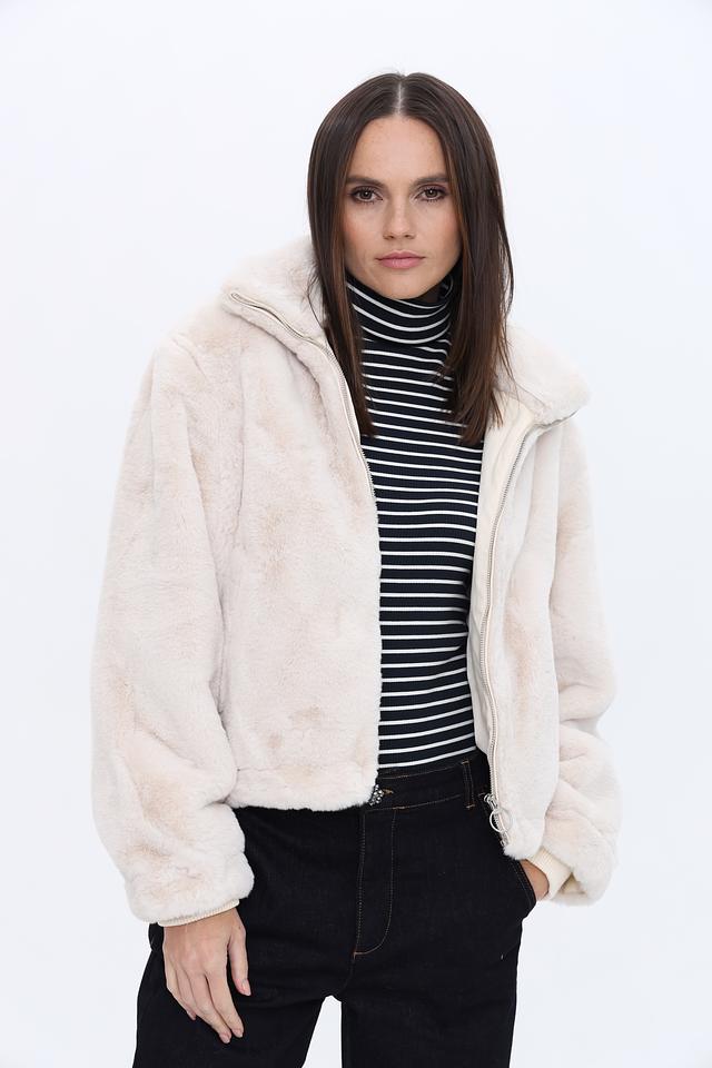 Шуба Oui из искусственного меха бежевая