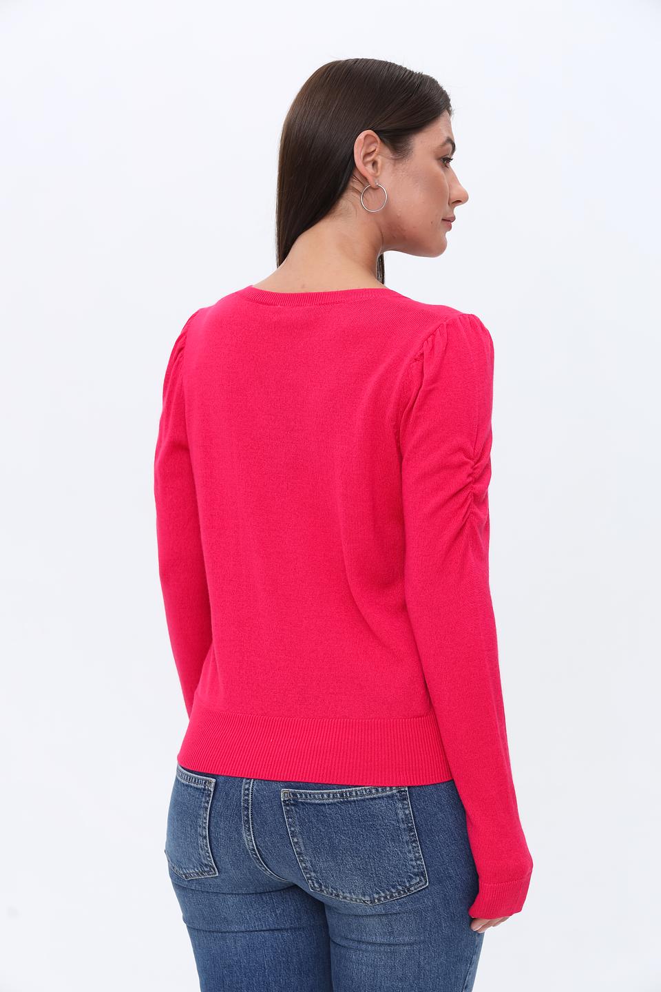 Пуловер Monari малиновый с рукавами-фонариками