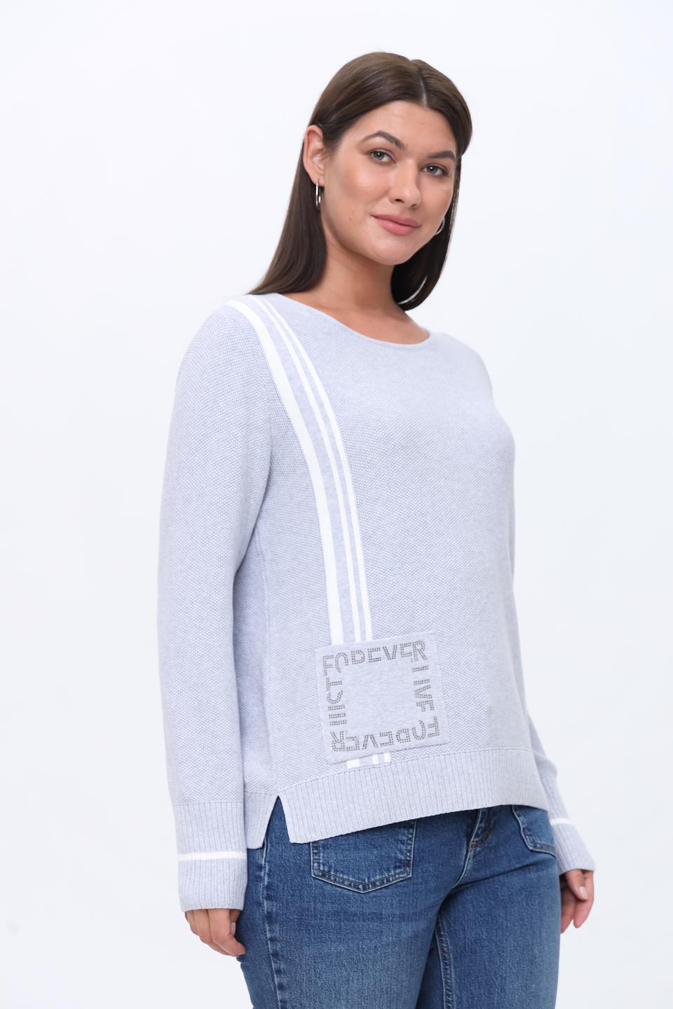 Пуловер Monari светло-серый с полосками