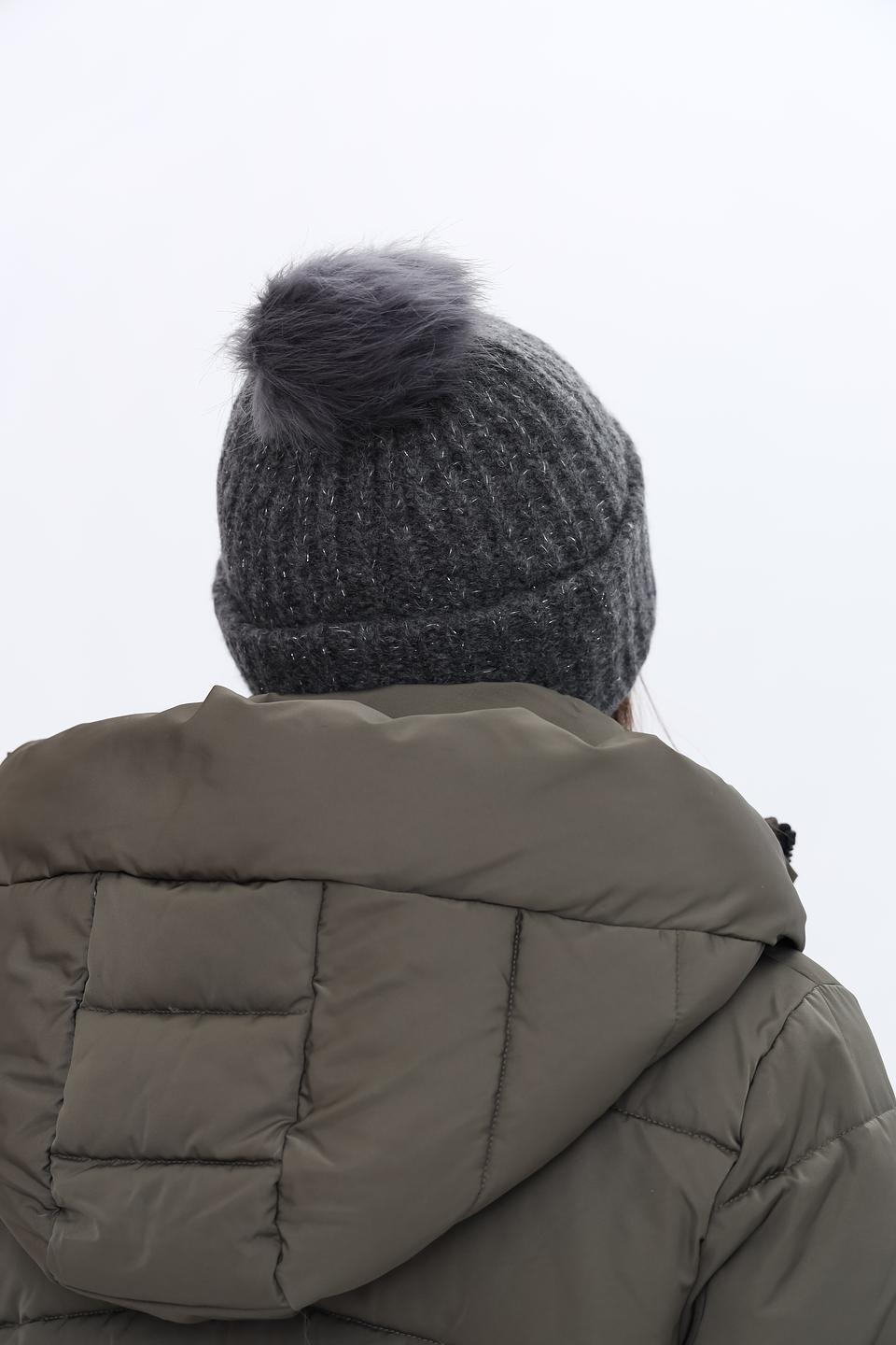 Шапка Roeckl вязаная серая с помпоном