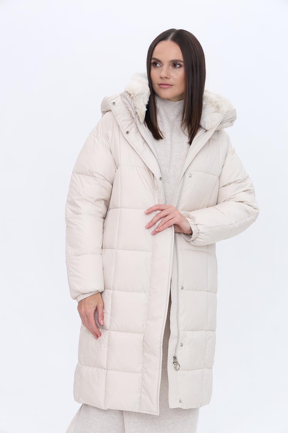 Пальто Pezzo стеганое бежевое