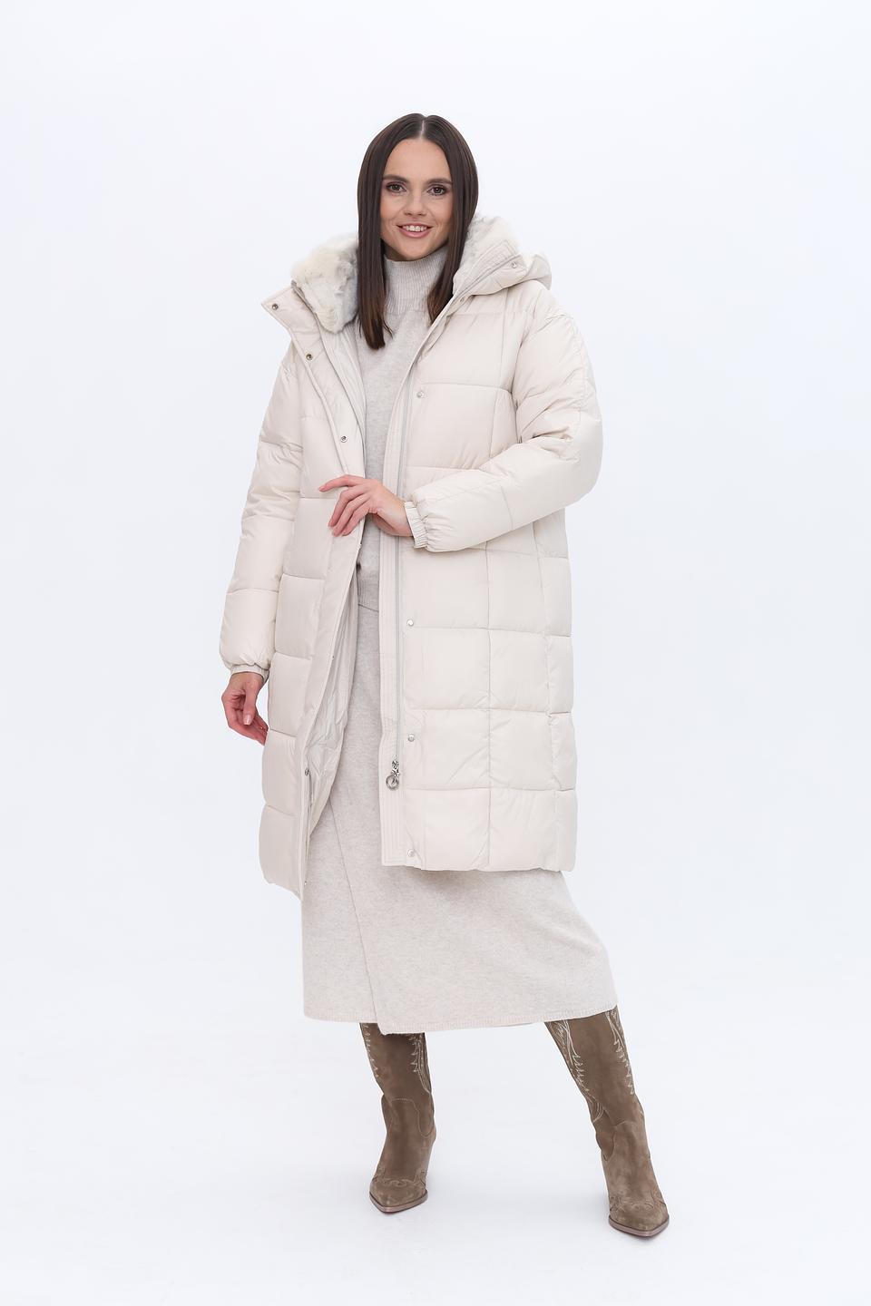 Пальто Pezzo стеганое бежевое