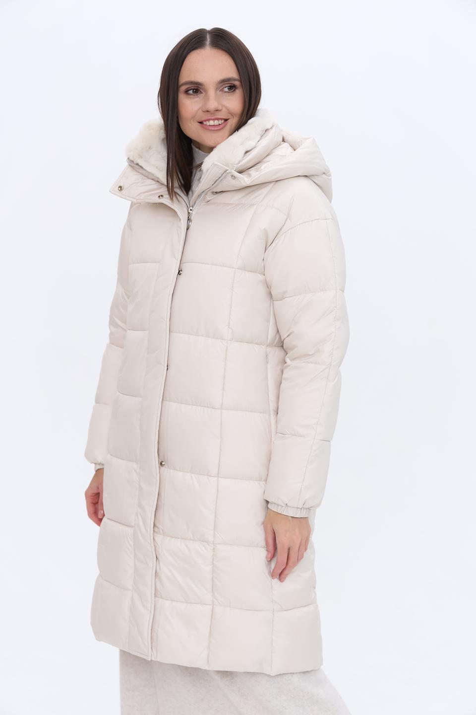 Пальто Pezzo стеганое бежевое