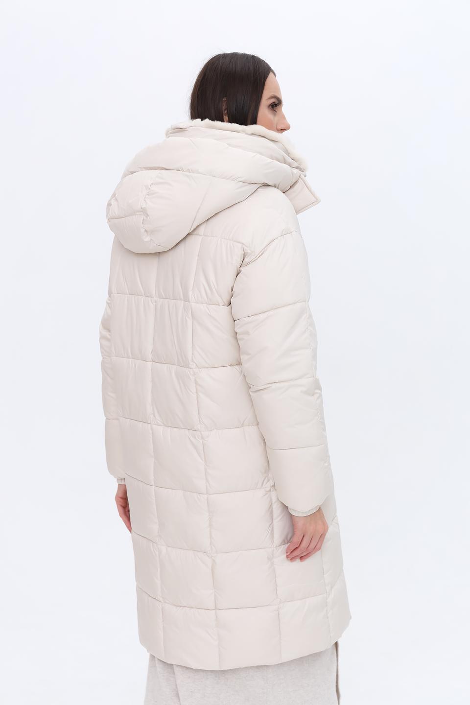 Пальто Pezzo стеганое бежевое