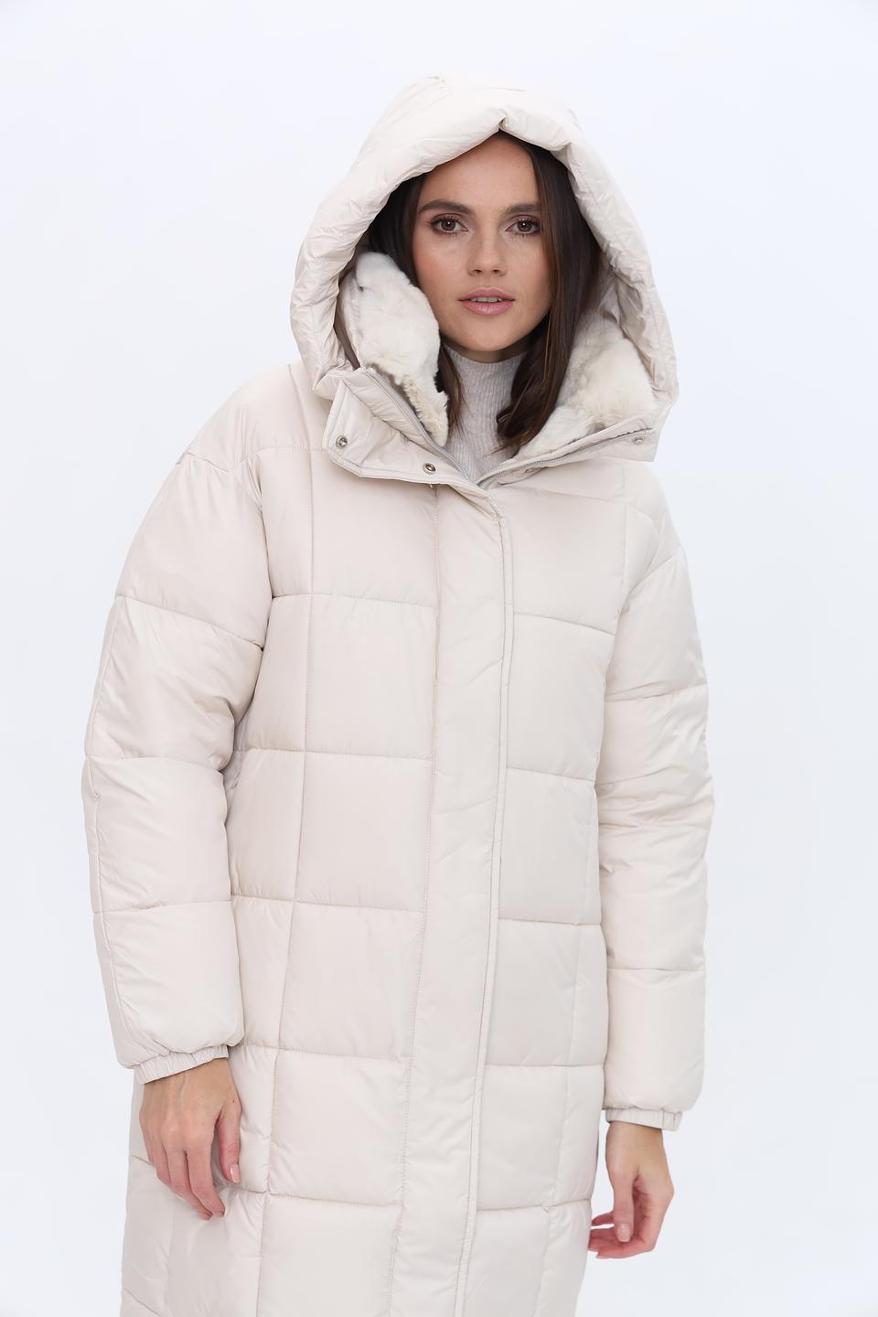 Пальто Pezzo стеганое бежевое