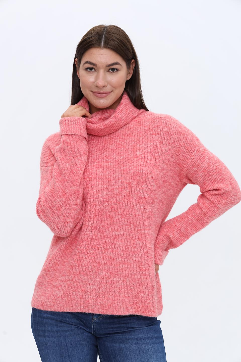 Пуловер Apart с горлом розовый