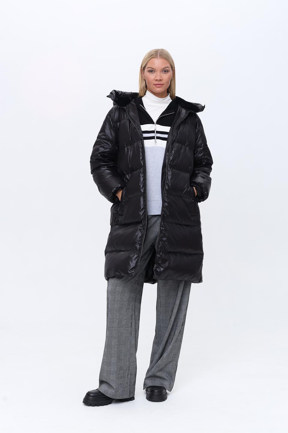 Пальто White Label чёрное стеганое