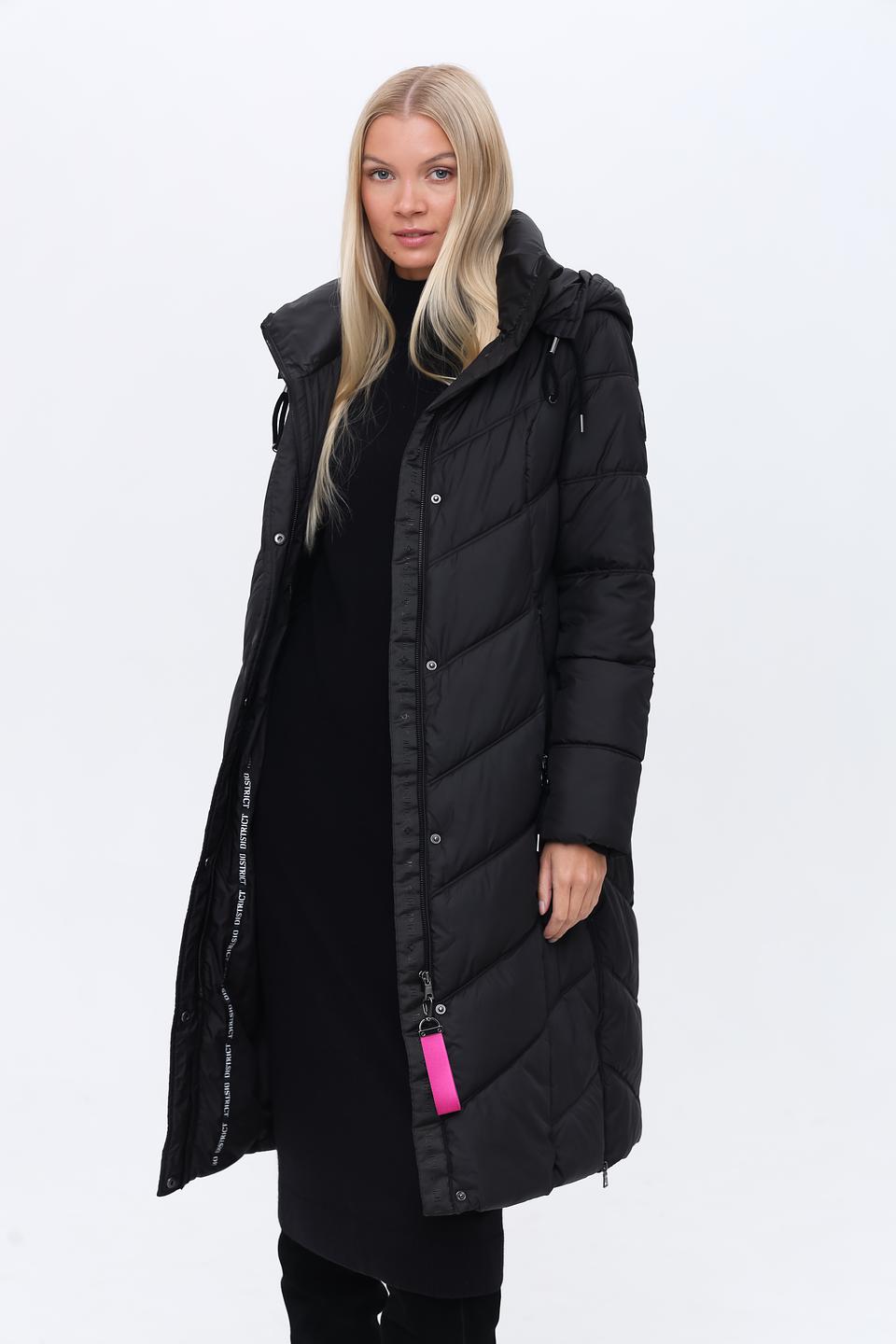 Пальто District стеганое чёрное