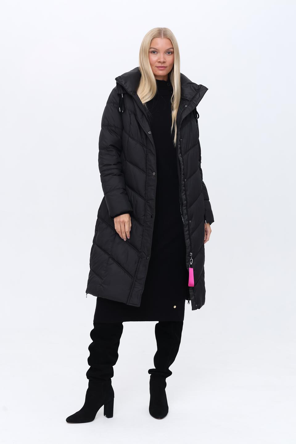 Пальто District стеганое чёрное