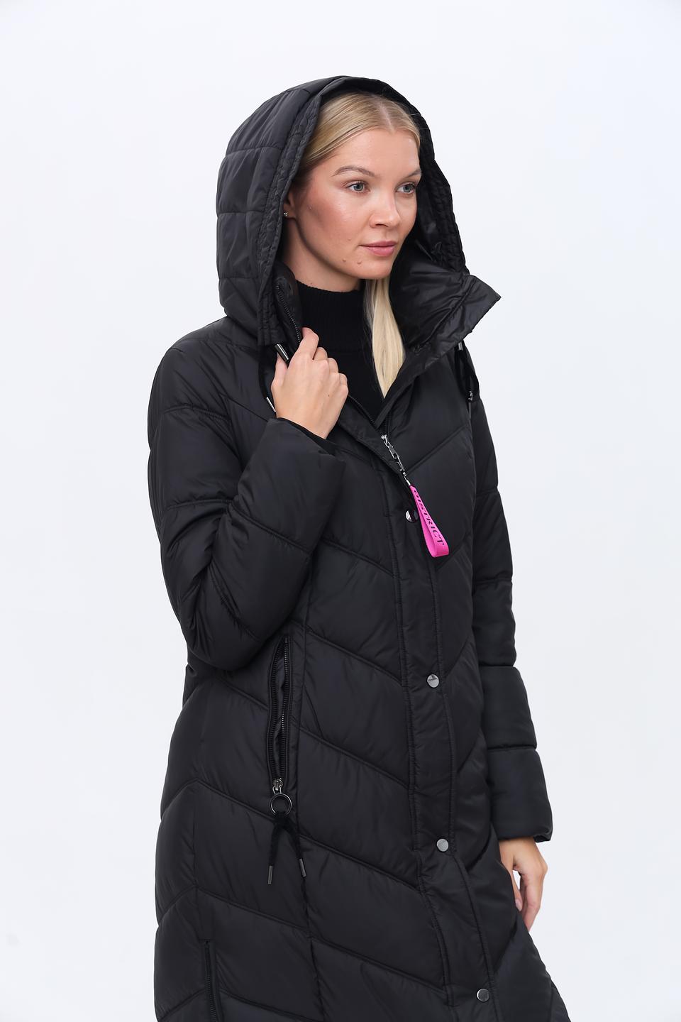 Пальто District стеганое чёрное