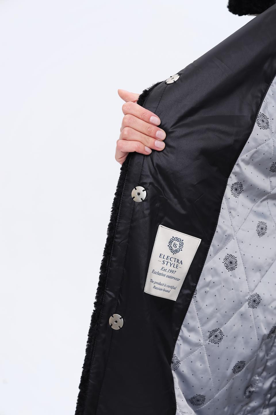 Пальто Electra style чёрное с опушкой