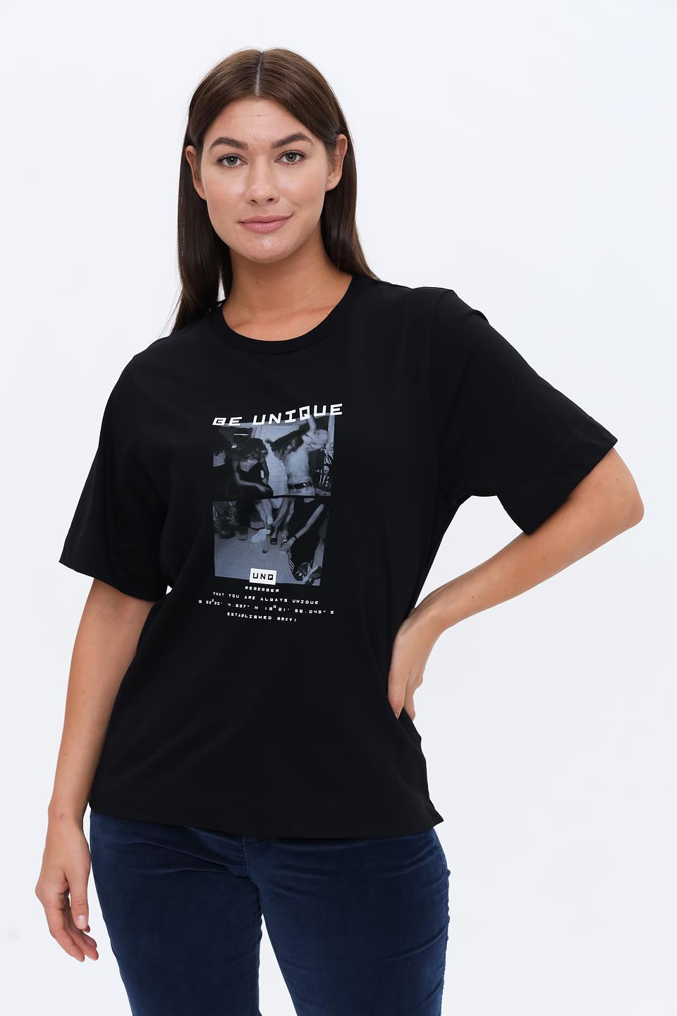 Футболка UNQ женская с принтом чёрная