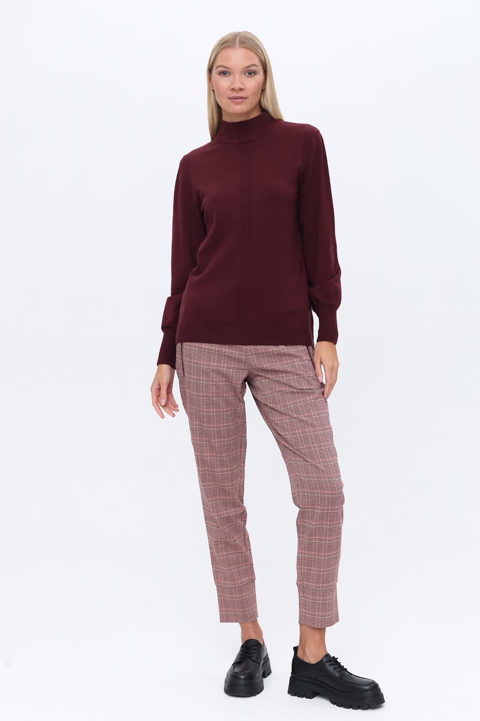 Пуловер Olsen с вертикальной вставкой бордовый