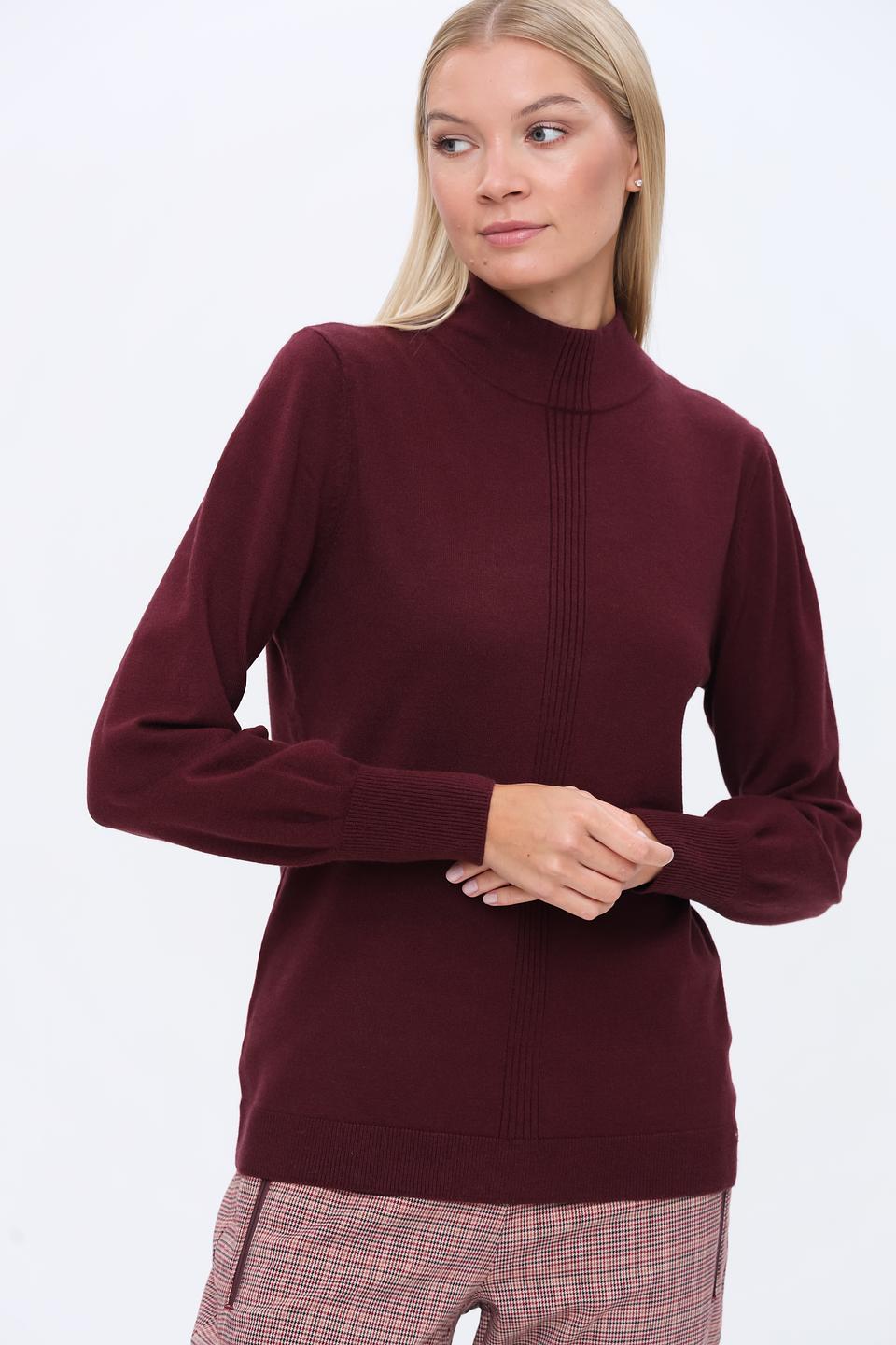 Пуловер Olsen с вертикальной вставкой бордовый