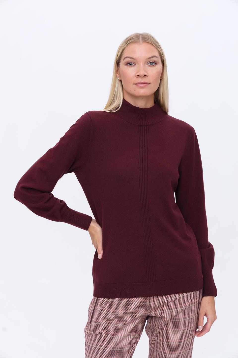 Пуловер Olsen с вертикальной вставкой бордовый