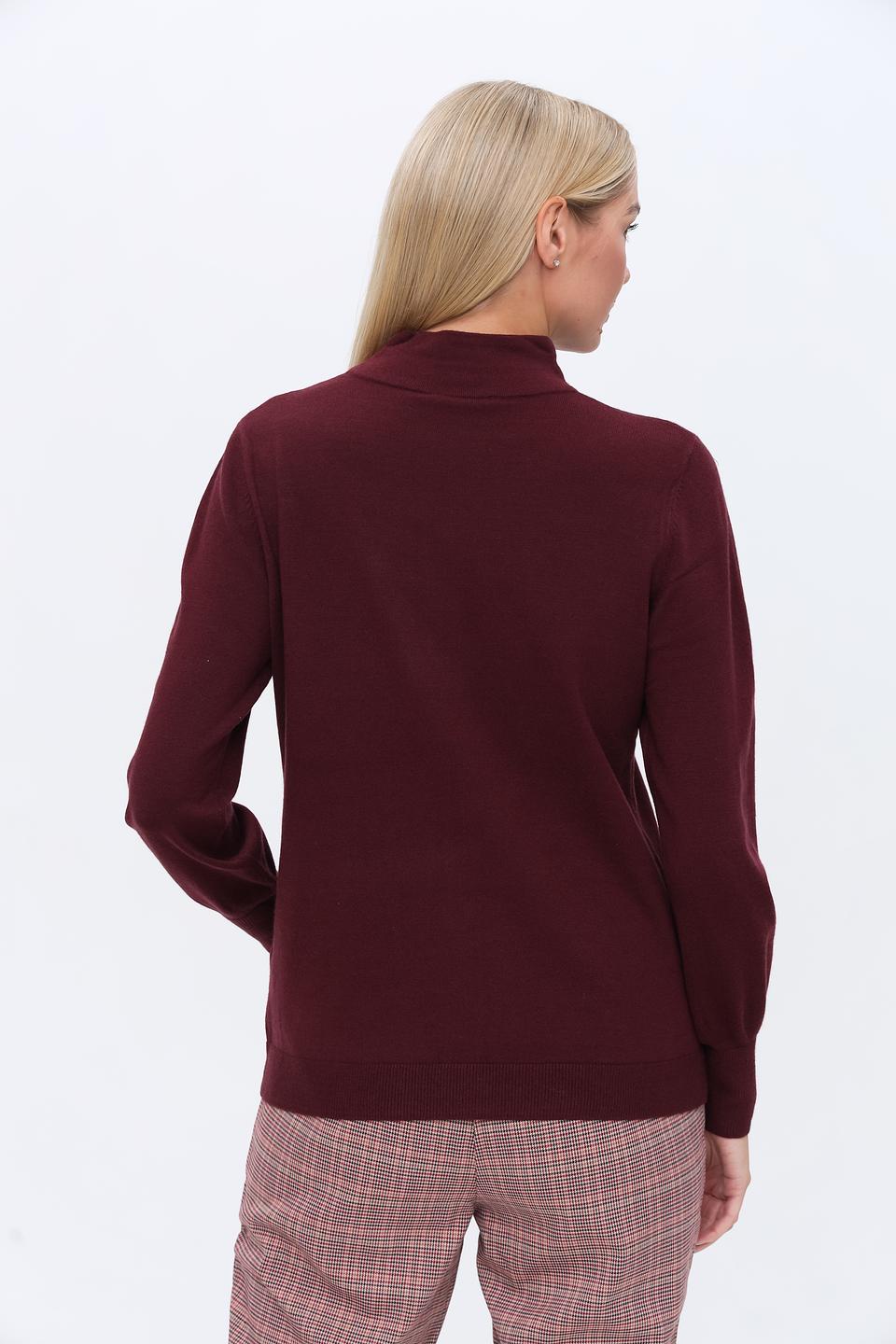 Пуловер Olsen с вертикальной вставкой бордовый