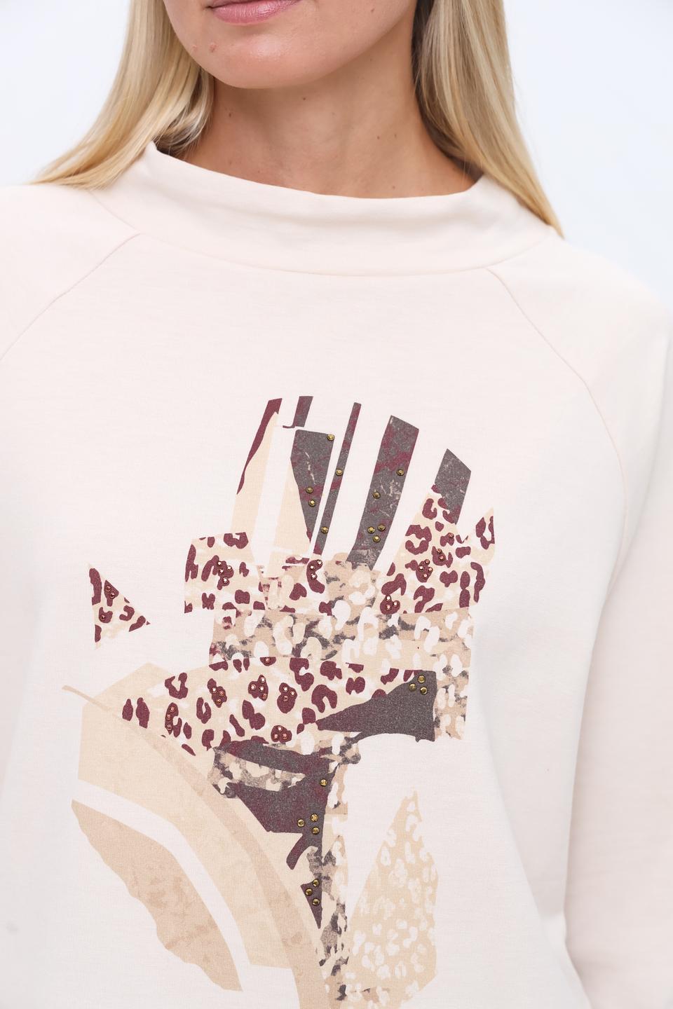 Пуловер Olsen с принтом бежевый