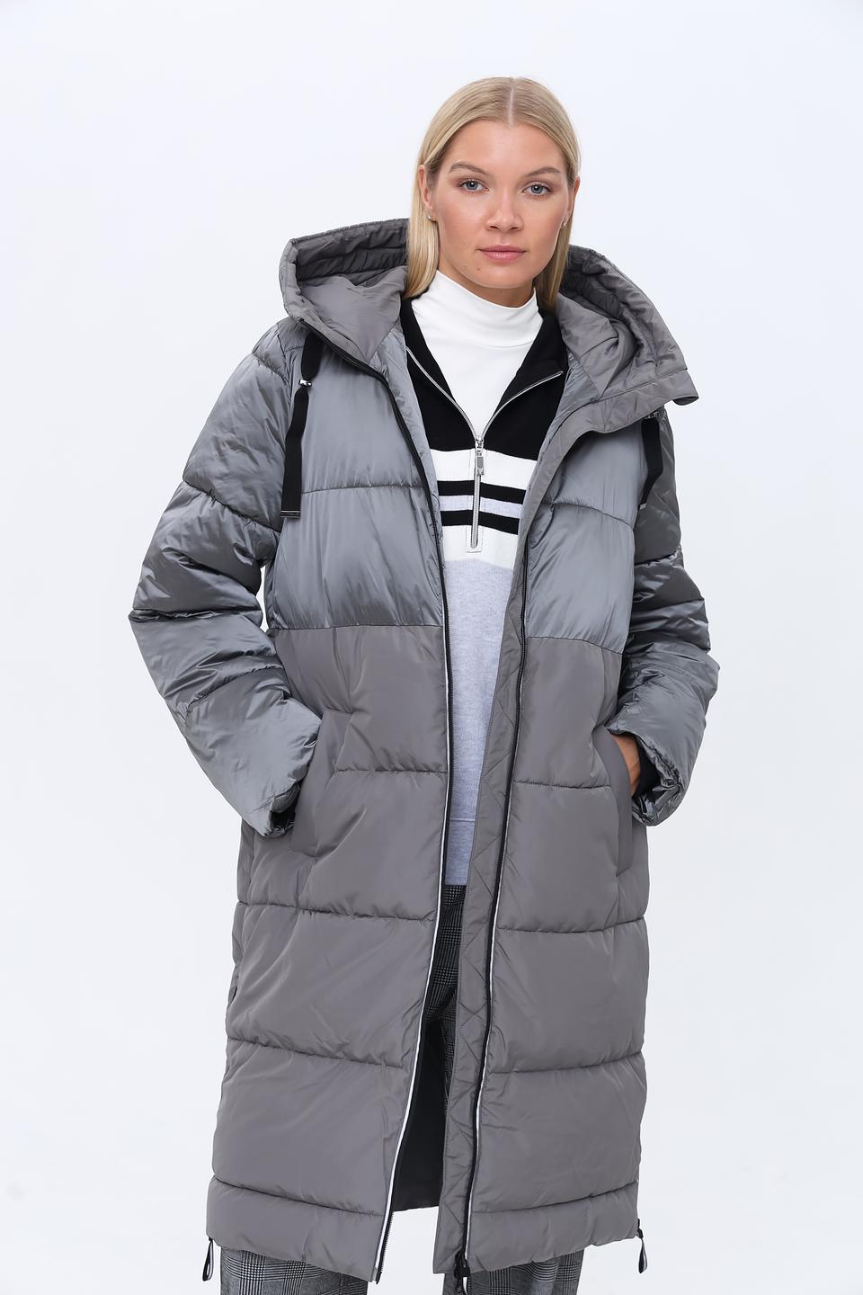 Пальто Olsen стеганое серое
