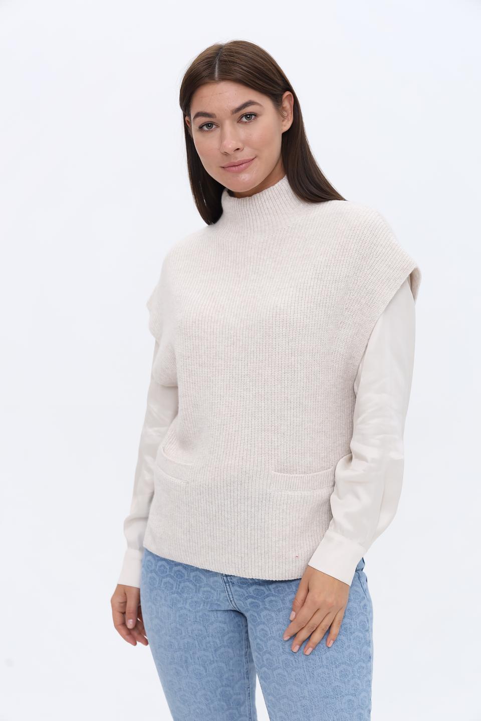 Жилет Oui вязаный бежевый