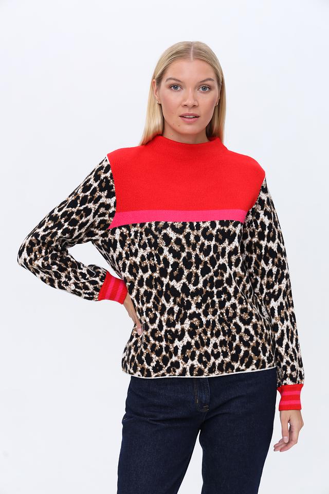 Пуловер Oui с леопардовым принтом