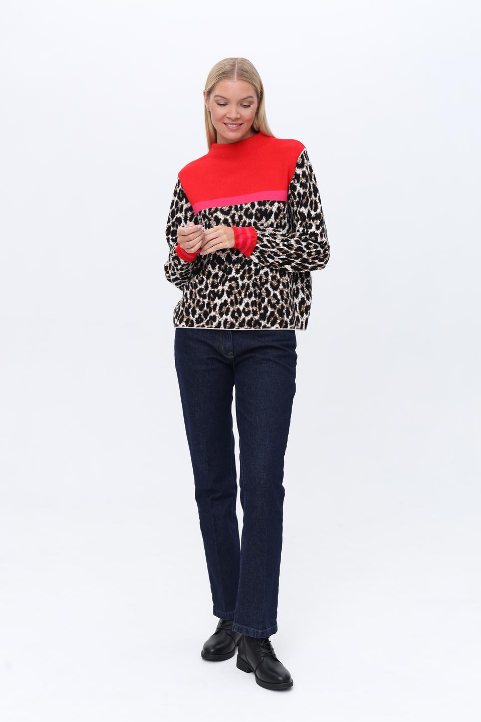 Пуловер Oui с леопардовым принтом