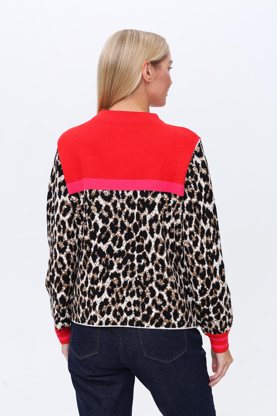 Пуловер Oui с леопардовым принтом