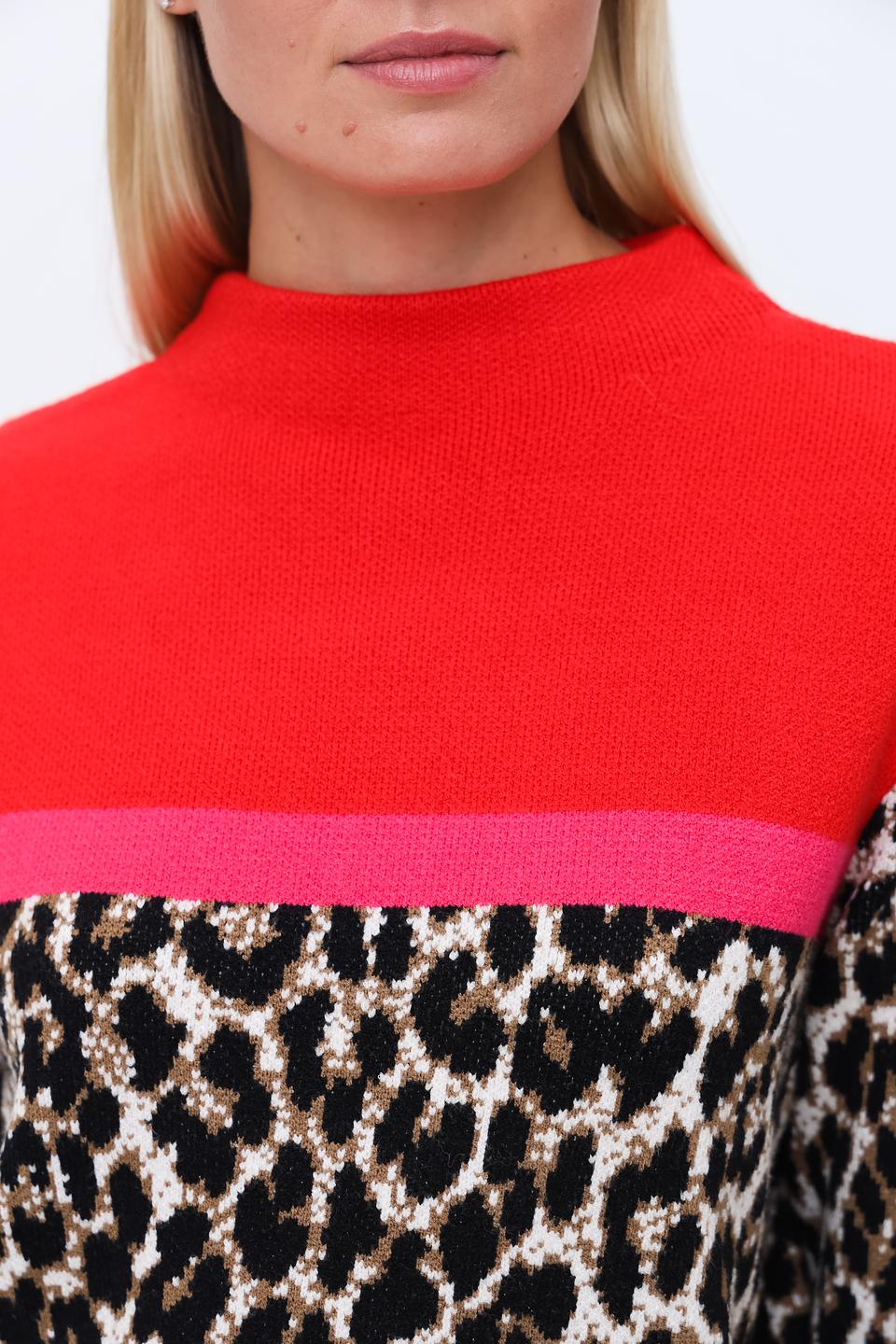 Пуловер Oui с леопардовым принтом