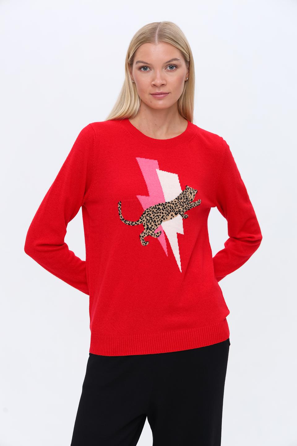 Пуловер Oui с леопардом