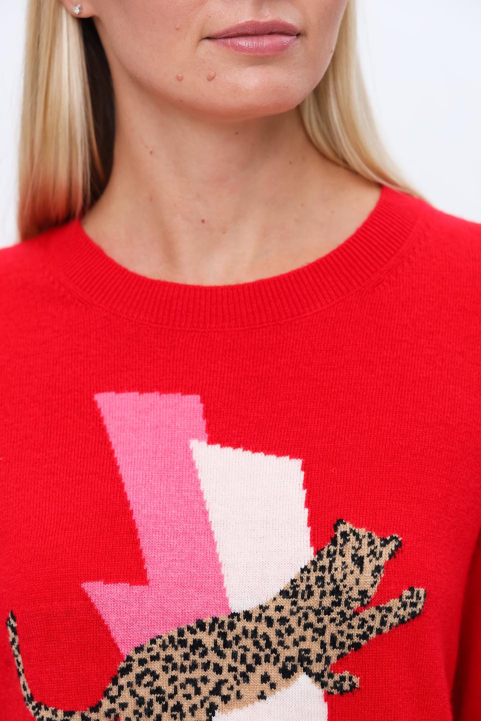 Пуловер Oui с леопардом