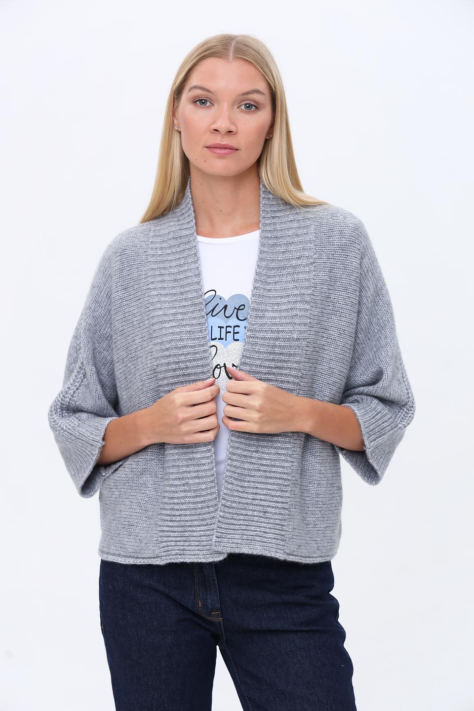 Кардиган Lecomte с рукавом 3/4 серый