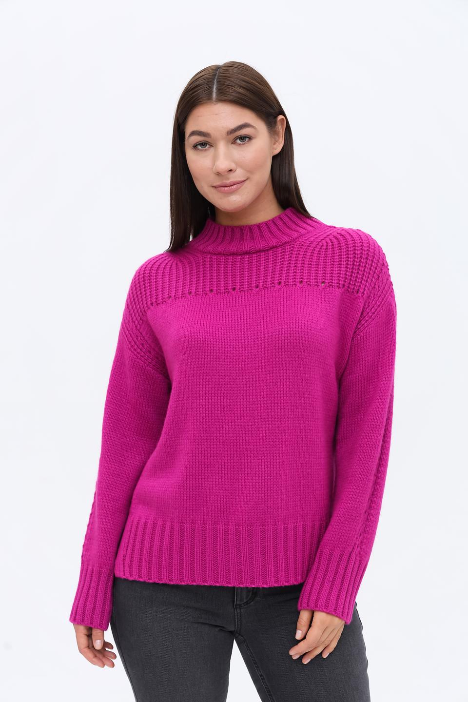 Пуловер Lecomte фуксия с косами