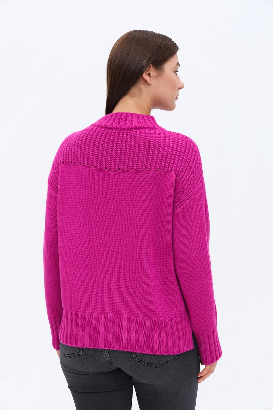 Пуловер Lecomte фуксия с косами