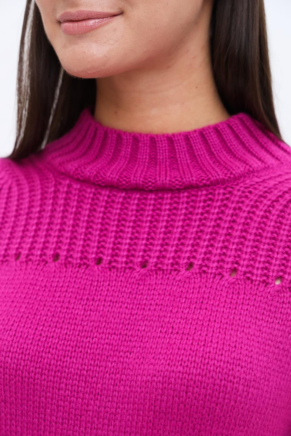 Пуловер Lecomte фуксия с косами