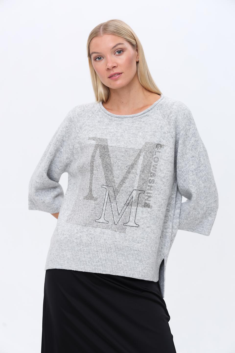 Пуловер Monari с логотипом серый