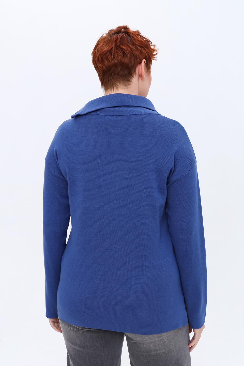 Пуловер Lebek синий с молнией