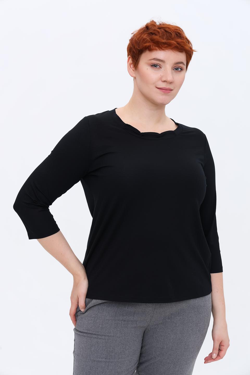Блуза Frank Walder с фигурным вырезом черная
