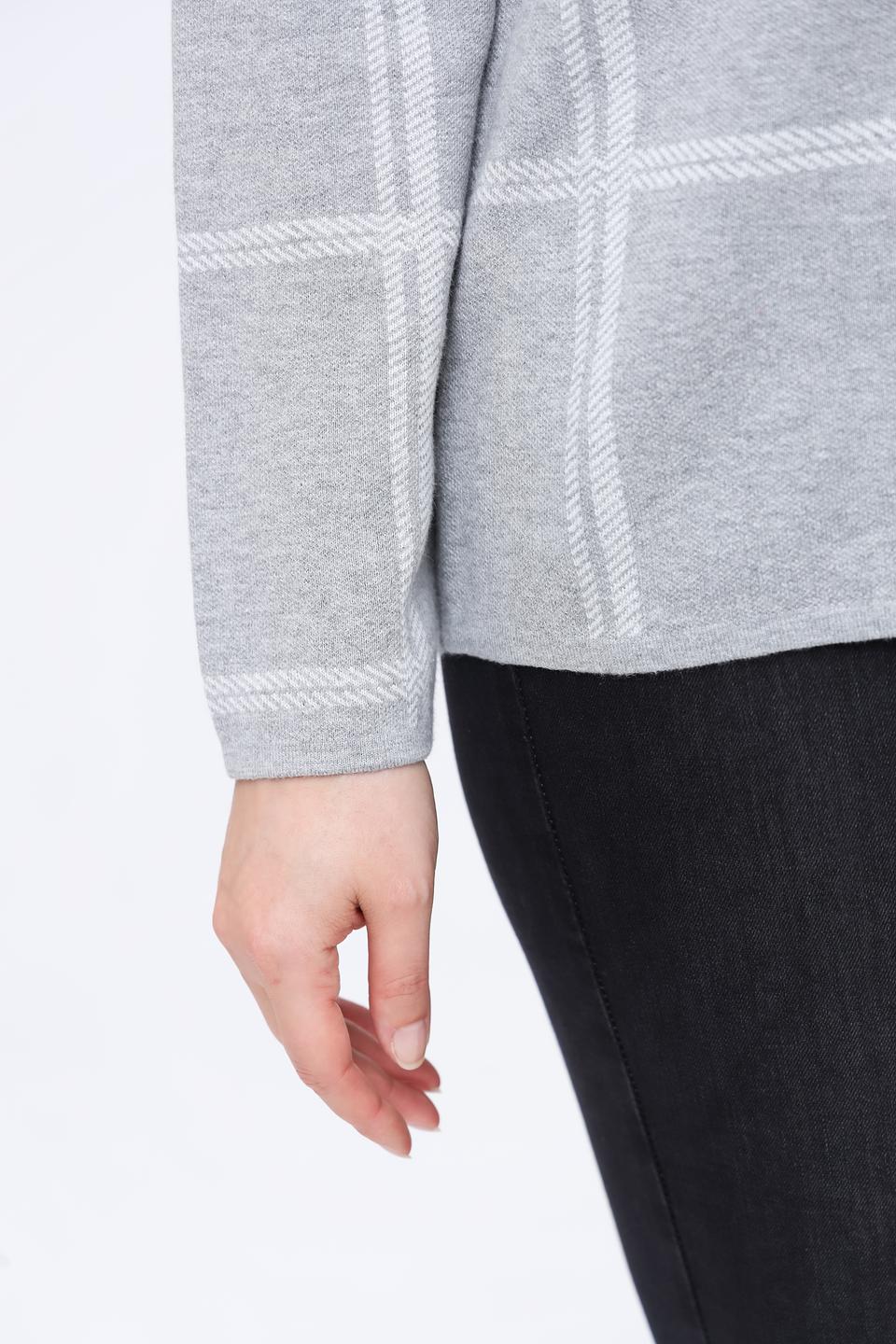 Пуловер Frapp в клетку серый