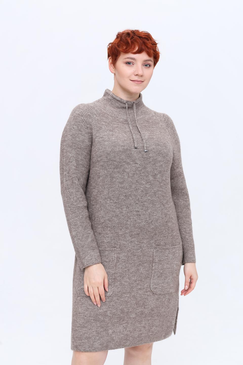 Пуловер Lecomte с карманами серо-коричневый