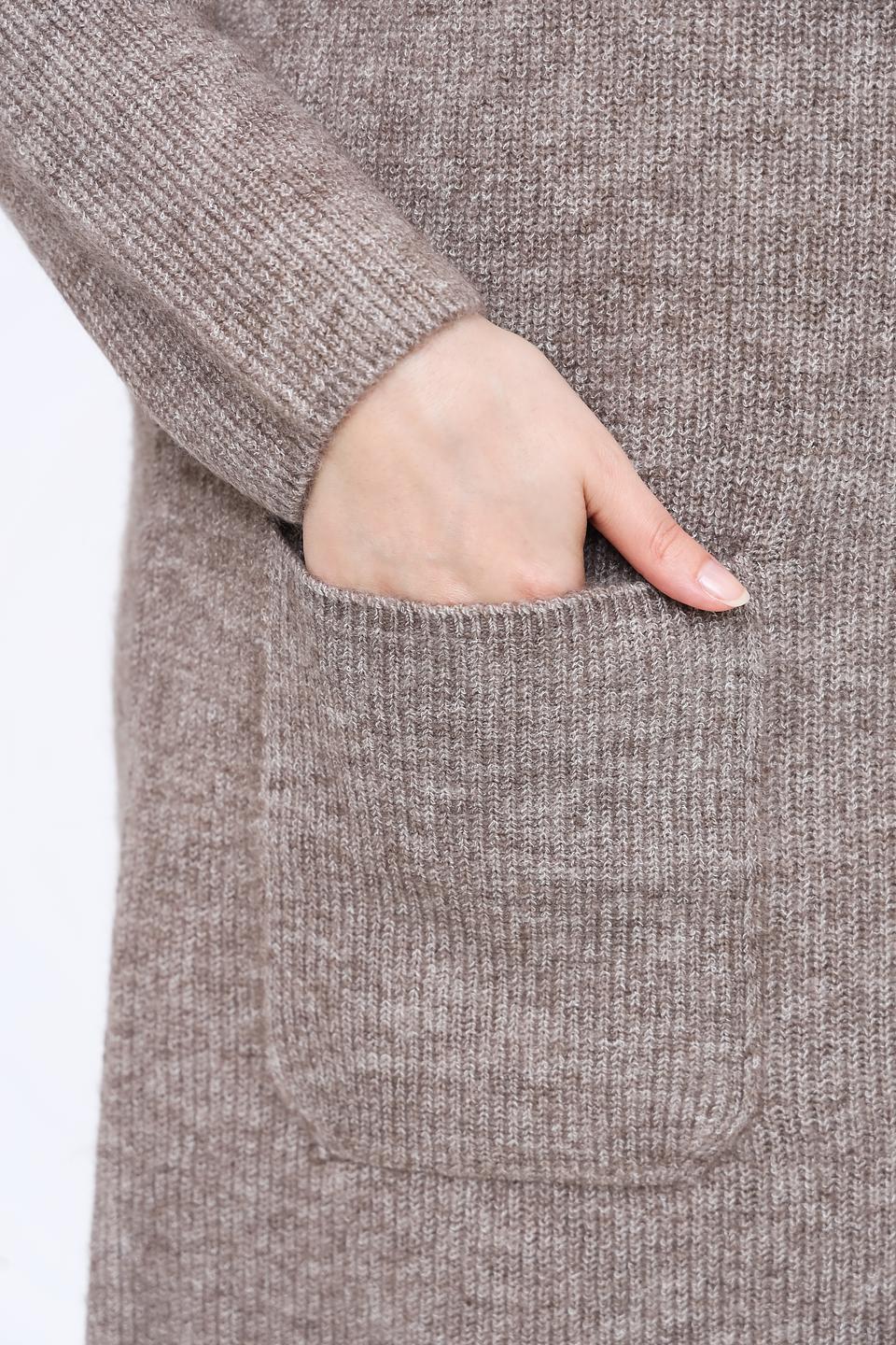 Пуловер Lecomte с карманами серо-коричневый